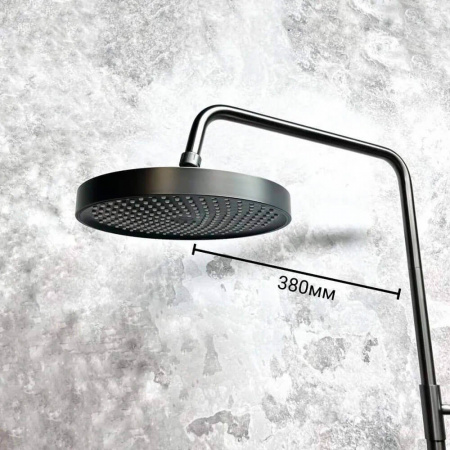 Смеситель для душа (зонт, круг) со стойкой HAIBA HB24553-3 ОРУЖЕЙНАЯ СТАЛЬ (лат., с изливом)(4)