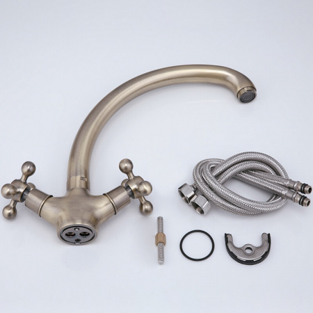 Смеситель на мойку HAIBA HB4219-4 БРОНЗА двуручный (лат.)