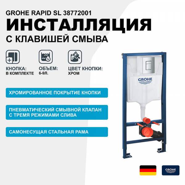 Инсталляция Grohe Rapid SL 38772001 для унитаза