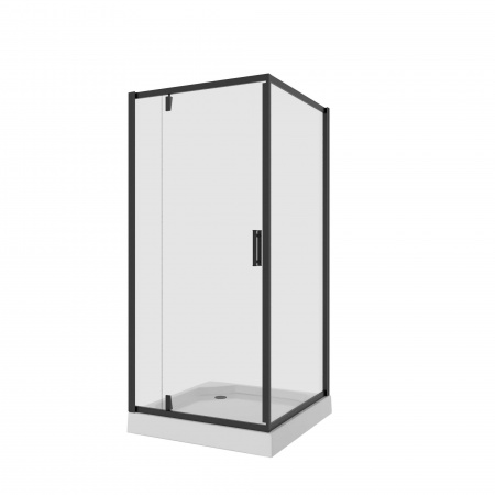 Душевой уголок 90х90х195 КВАДР без поддона профиль ЧЕРНЫЙ стекло (6мм) ПРОЗРАЧНОЕ NG-6801-08 BLACK