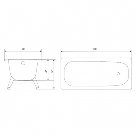 Ванна стальная 1,50х0,70х0,40м REIMAR с ножками ОР-01205, толщина 6,0мм