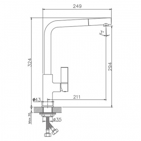 Смеситель на мойку HAIBA HB70501-7 ЧЕРНЫЙ/ХРОМ (лат., 35мм)
