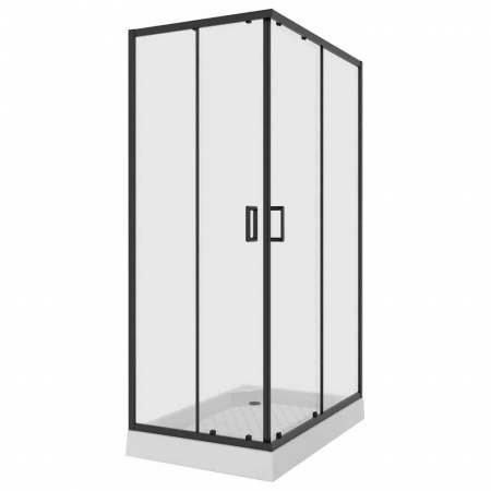 Душевой уголок 100х80х195 ПРЯМОУГ без подд профиль ЧЕРНЫЙ стекло (6мм) ПРОЗРАЧНОЕ NG-6881-08 BLACK