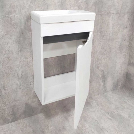 Тумба в ванную комнату подвесная INTEGRO 394 Белый/встав.Антрацит под умывальник СОМО 40 (1дв)