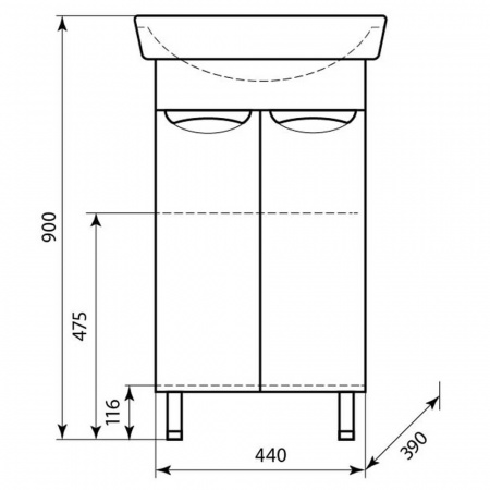 Тумба в ванную комнату НЕО 50 ВРЕЗНЫЕ РУЧКИ под умывальник НЕО 50/ ЕНИСЕЙ 50