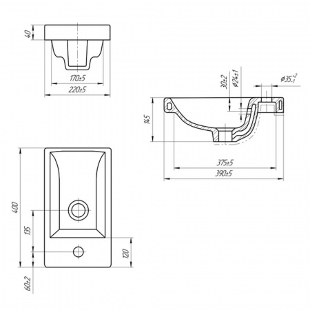 Умывальник мебельный СОМО 40 (400х220х145мм)