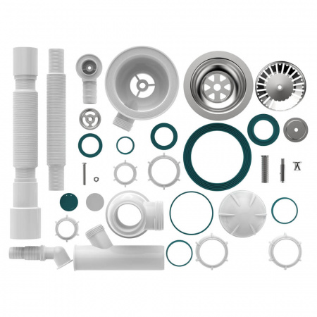 Сифон для мойки 3 1/2"х40 с мет.реш. с круг.переливом с отводом с/м с г.т. 40х40/50 B0140-20-MR (20)