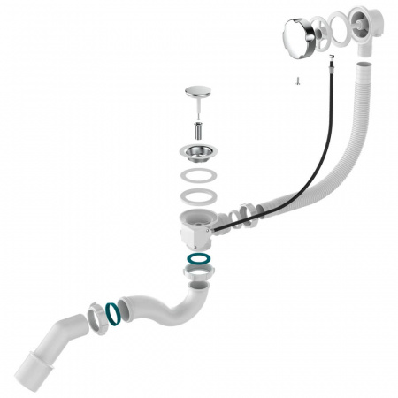 Сифон для ванны 1 1/2"х40 с выпуск. и переливом с г.т.40х40/50 полуавтомат V323-18-MR (18)