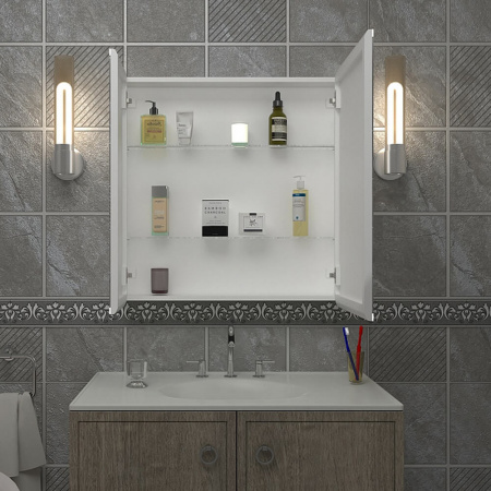 Шкаф зеркальный EMOTION 800х800мм (LED-подсветка, сенсорный выключатель, датчик движения)