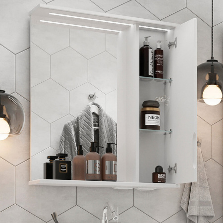 Шкаф зеркальный JOLI 60 ПРАВЫЙ с подсветкой (600х146х700мм)