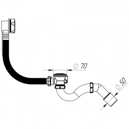 Сифон для ванны 1 1/2"х40 с выпуск. и переливом с г.т.40х40/50 полуавтомат V323-18-MR (18)