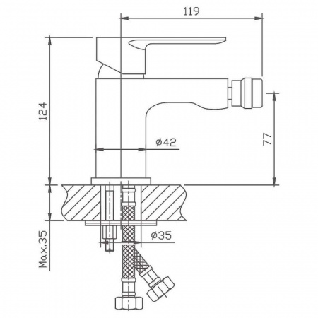 Смеситель на биде HAIBA HB50505 (лат., картр. 35мм) (10)