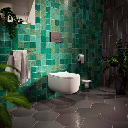 Кнопка BERGES D5 (Drop) Soft Touch черная, для инсталляции NOVUM, 040035 (227х165х13мм)