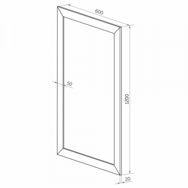 Зеркало Континент Милана белая 60х120 см чертеж