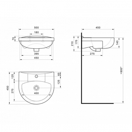 Умывальник мебельный КАННЫ 50