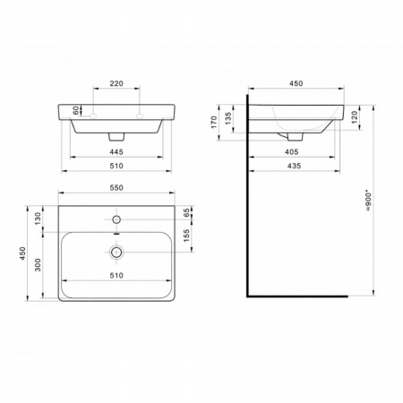 Умывальник мебельный АДРИАНА 55 (ALMA)