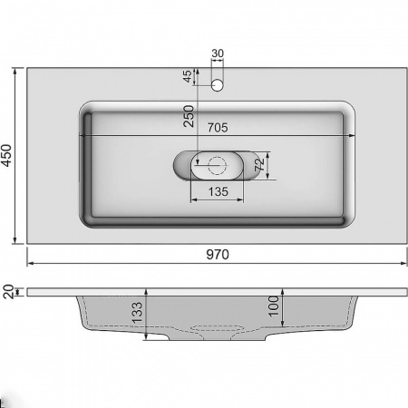 Умывальник мебельный MODUL 100 (970х450х200мм)