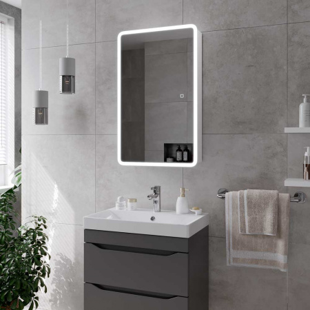 Шкаф зеркальный ЭМОУШН/Emotion 500х800мм (LED-подсветка, сенсорный выключатель, универсальный)