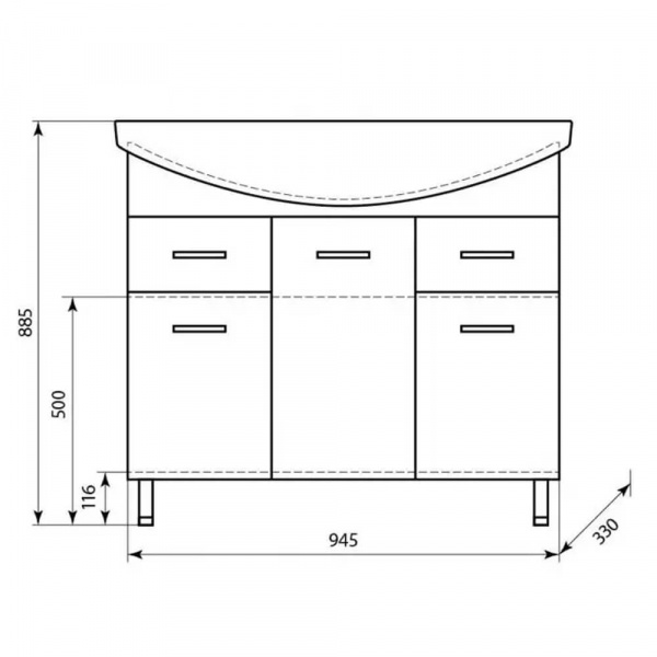 Тумба напольная AquaLine Энигма 100 2 ящика размеры