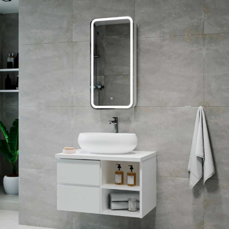 Шкаф зеркальный ELLIOT 400х800мм (LED-подсветка, сенсорный выключатель) ЛЕВЫЙ