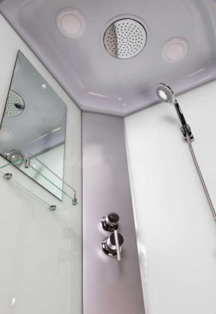 Душевая кабина 900х700х2150мм без г/м, СРЕДНИЙ поддон, СЕРЕБР проф, стекло МАТОВОЕ NG-33974-14Q