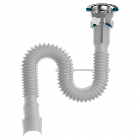 Сифон гофрированный для умывальника 1 1/2"х40/50 с мет.реш. F103-60-MR (60)