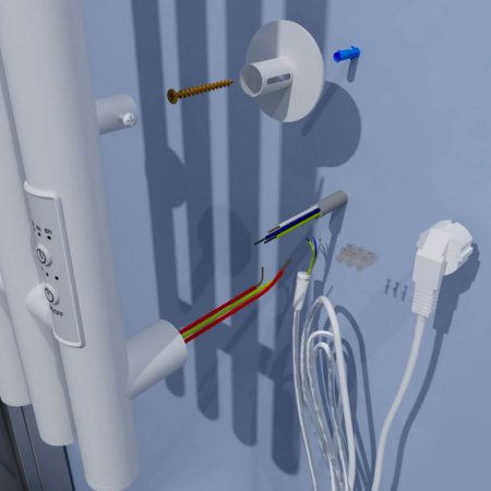 Полотенцесушитель с греющим кабелем ПЭК СП Вектор 120х15см белый ВГП