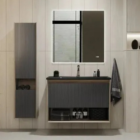 Тумба в ванную комнату подвесная TOSSONY 90 ДУБ САМДАЛ/АНТРАЦИТ под умывальник CLASSICA 90/Астория90