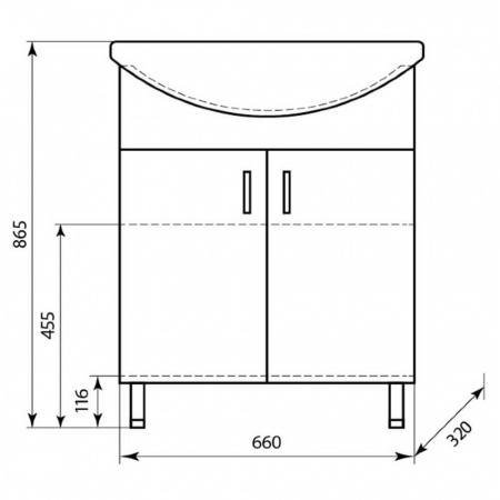 Тумба в ванную комнату БАЛТИКА 70 под умывальник БАЛТИКА 70