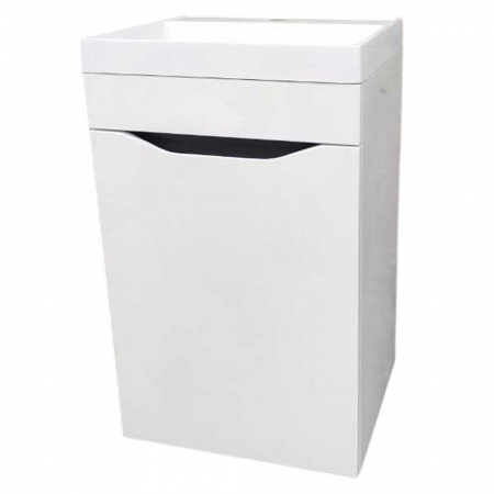 Тумба в ванную комнату подвесная ИНТЕГРО 394 Белый/встав.Антрацит под умывальник СЛИМ 40 (1дв)