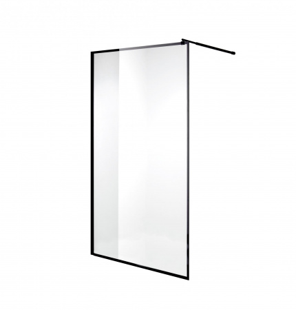 Душевая перегородка 90х195, неподвижная, профиль ЧЕРНЫЙ, стекло ПРОЗРАЧНОЕ 6мм NG-687-90 BLACK