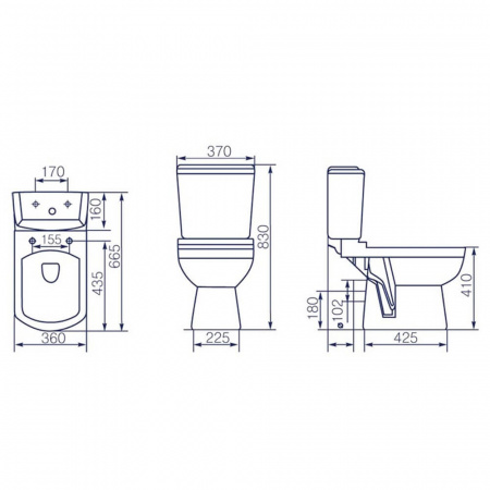 Унитаз-компакт "ДОМИНО" горизонтальный выпуск, сиденье МИКРОЛИФТ быстрое снятие, арматура 2-режимная