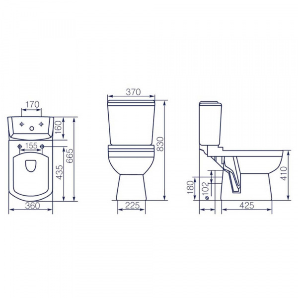 Унитаз-компакт Kirovit Домино чертеж