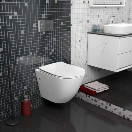 Унитаз подвесной GROSSMAN GR-4411SQ смыв ТОРНАДО, сиденье легкос-ое тонкое микролифт (520х360х375)