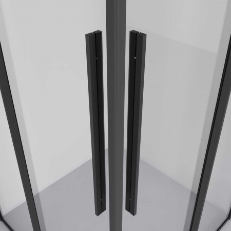Душевой уголок 90х90х195 КВАДР без поддона профиль ЧЕРН МАТ стекло (6мм) ПРОЗРАЧНОЕ NG-6823-34BLACK