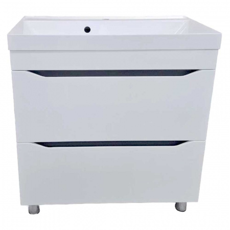 Тумба в ванную комнату INTEGRO 80 Белый/встав.Антрацит под умывальник СЛИМ 80 (2ящ)