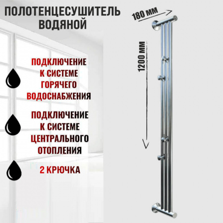 Полотенцесушитель водяной ХОРДА 120х18см из нержавеющей стали