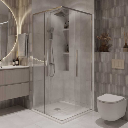 Душевой уголок 100х100х195 КВАДР без поддона профиль ХРОМ стекло (6мм) ПРОЗРАЧНОЕ NG-6624-34