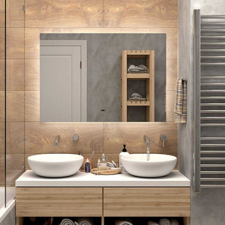 Зеркало ТРЕЖЕ/Trezhe 100 1000х700мм (LED-подсветка, бесконтактный сенсор, ореольная подсветка)