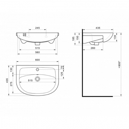 Умывальник мебельный ЭЛЛАДА 60