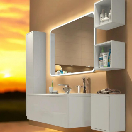 Шкаф-пенал в ванную комнату подвесной РЕДИССОН 30 БЕЛЫЙ (300х1500х400мм)