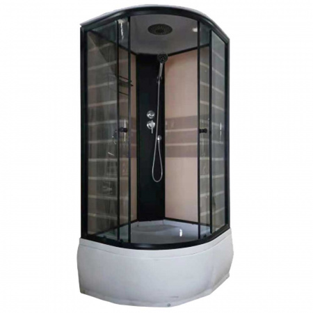 Душевая кабина 900х900х2150мм, ВЫСОКИЙ поддон усил., проф. ЧЕРН, стек зад. БЕЖЕВ, пер. ТОНИРОВ 50