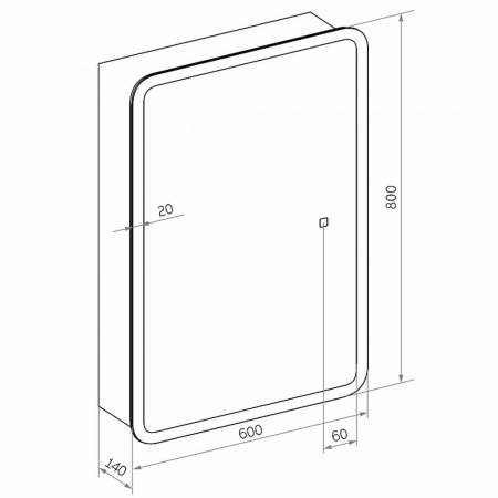 Шкаф зеркальный EMOTION 600х800мм (LED-подсветка, сенсорный выключатель, универсальный)
