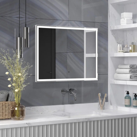 Зеркало STRONG 100 1000х700мм (LED-подсветка,бесконтактный сенсорный выключатель, ал профиль БЕЛЫЙ)