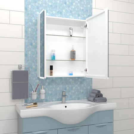 Шкаф зеркальный REFLEX 700х800мм (LED-подсветка, датчик движения, универсальный)