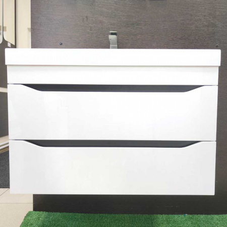 Тумба в ванную комнату подвесная INTEGRO 70 Белый/встав.Антрацит под умывальник СЛИМ 70 (2ящ)