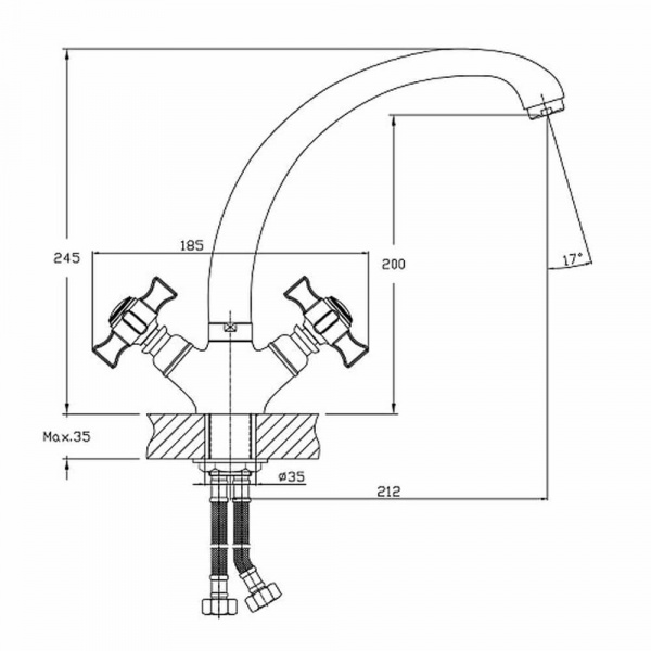 Смеситель на мойку HAIBA HB4824 размеры Смеситель на мойку HAIBA HB4824 размеры