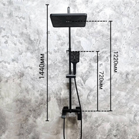 Душевая система HAIBA HB24575-7 ЧЕРНЫЙ лат., пов.излив, лейк.верхн.300х205мм ()