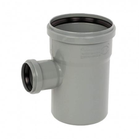Тройник ППР Ø110х50мм 90° СЕРЫЙ для внутренней канализации (20)