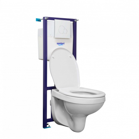 Инсталляция-комплект АЛЬФА (унитаз подвесной, сиденье, инсталляция, панель белого цвета)